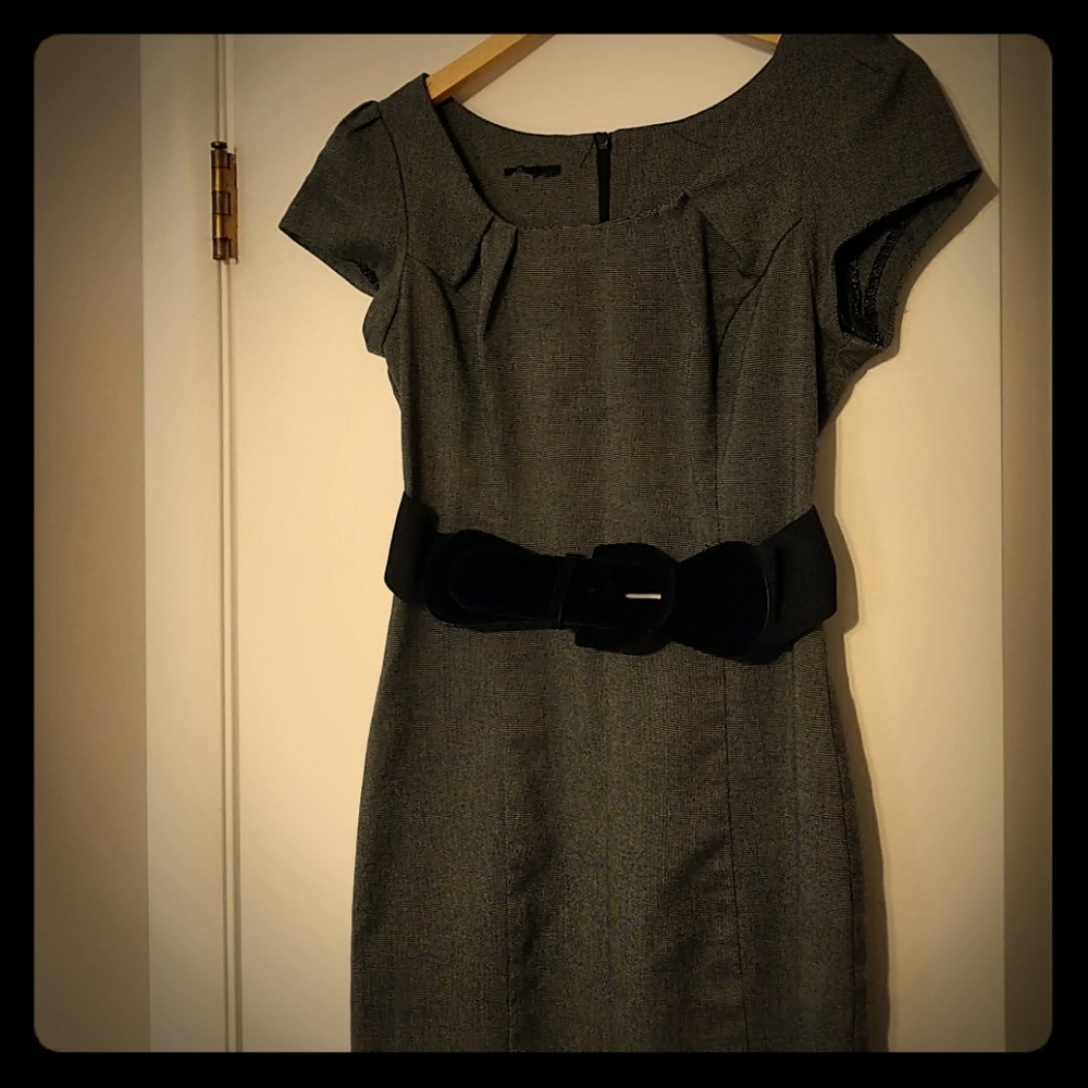 Belted grey dress